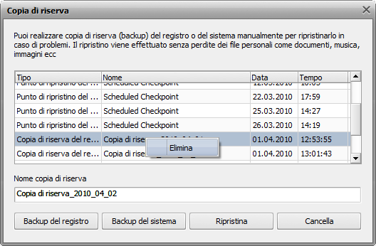 Come fare una copia di riserva e recuperare il registro con AVS Registry Cleaner? Passo 4