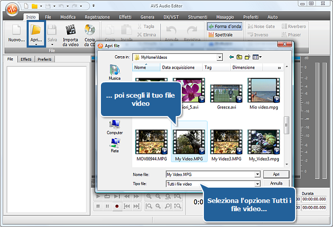 Come elaborare la traccia audio del video personale? Passo 2