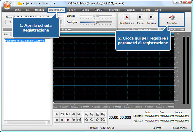 Come registrare la musica con AVS Audio Editor? Passo 3