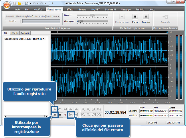 Come registrare la musica con AVS Audio Editor? Passo 5
