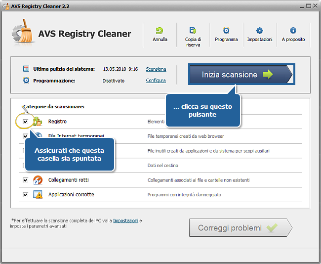 Come pulire il registro del computer con AVS Registry Cleaner? Passo 3