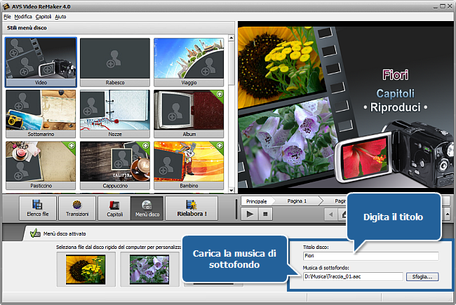 Come creare un menù disco usando AVS Video ReMaker? Passo 5
