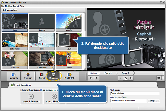 Come creare un menù disco usando AVS Video ReMaker? Passo 5