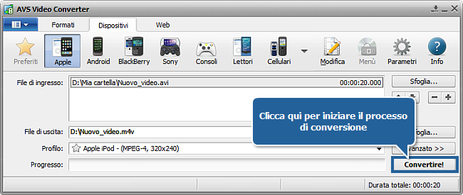 Come convertire file video in MP4 per Apple iPod. Passo 5