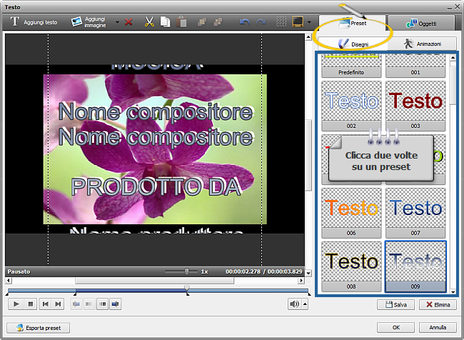 Come inserire i titoli di coda alla fine del filmato?