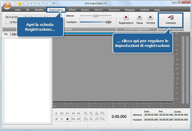 Come registrare audio da un microfono? Passo 2