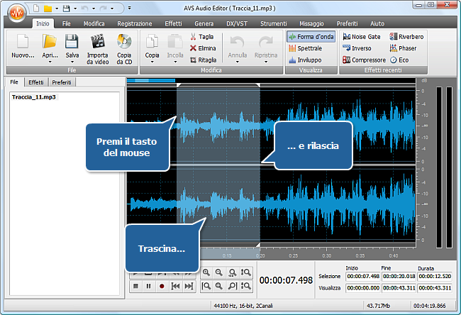 Come aumentare il volume di (una parte di) una traccia audio? Passo 3