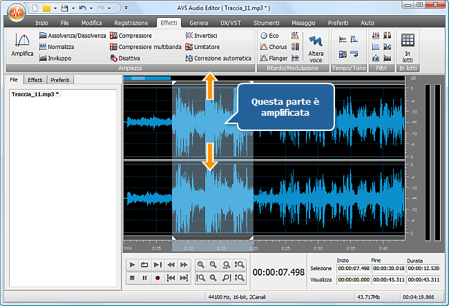 Come aumentare il volume di (una parte di) una traccia audio? Passo 4