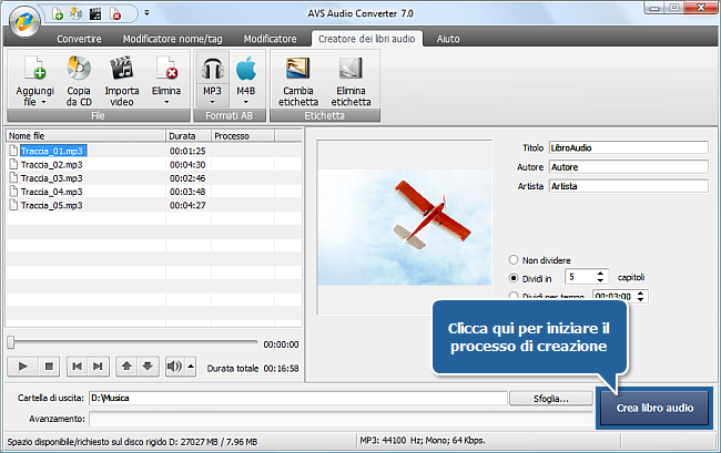 Come creare libri audio usando AVS Audio Converter? Passo 6