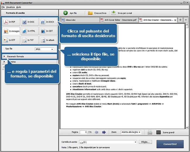 Come convertire dei documenti? Passo 3