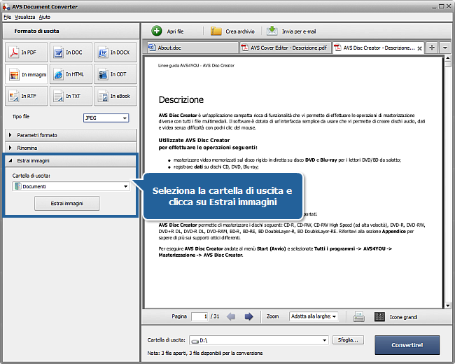 Come convertire dei documenti? Passo 5