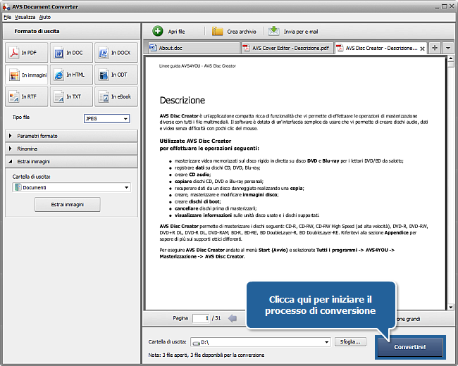 Come convertire dei documenti? Passo 7