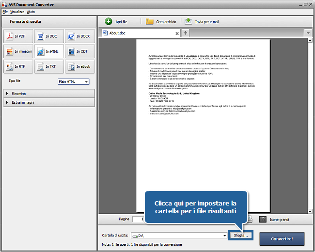 Come convertire i documenti in formato HTML? Passo 5