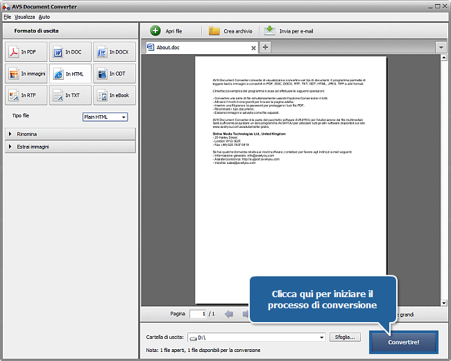 Come convertire i documenti in formato HTML? Passo 6