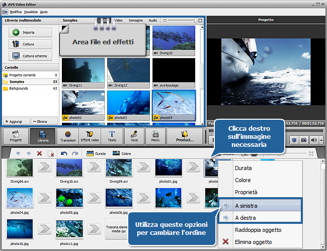 Come creare una presentazione usando AVS Video Editor? Passo 1