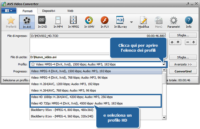 Come convertire video HD (ad alta definizione)? Passo 3