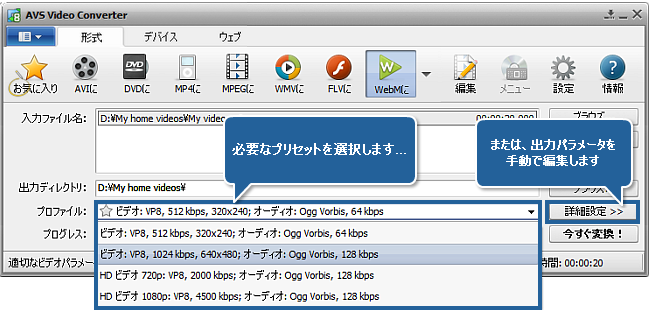 動画を WebM に変換する方法。ステップ 3