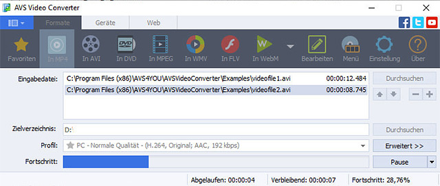 Screenshot vom Programm: AVS Video Converter
